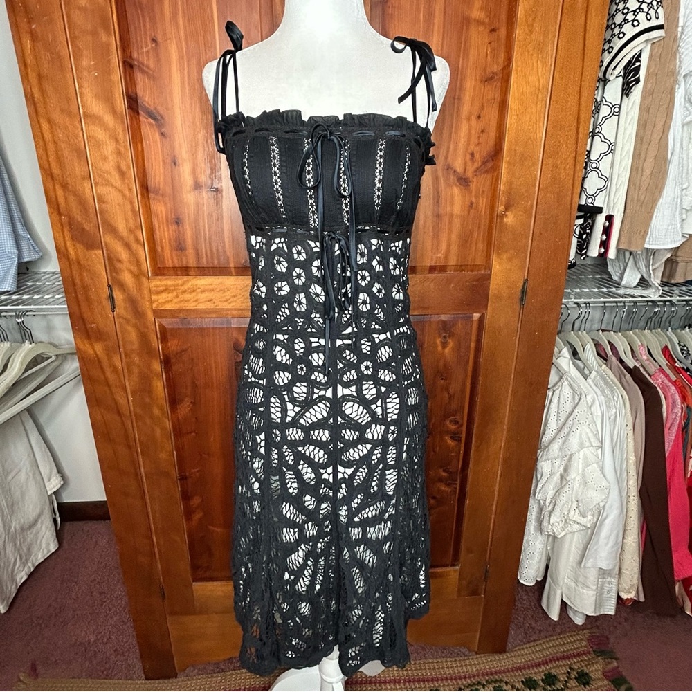 Betsey Johnson Vintage Whimsygoth Lace Coquette Milkmaid Dress Fairycore RARE